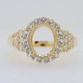 14K Yellow Gold Semi Mount Ring Setting Oval OV 10x8 Halo - Syzjewelry
